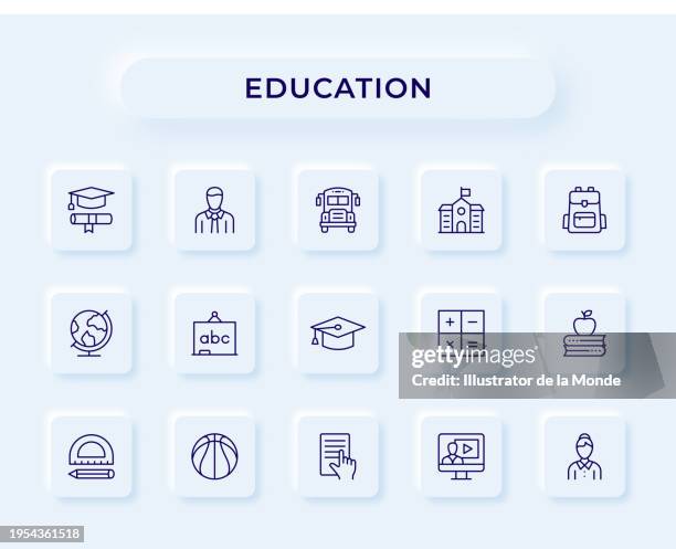 education line icons - online art class stock illustrations