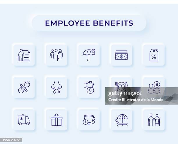 employee benefits line icons - maternity leave 幅插畫檔、美工圖案、卡通及圖標