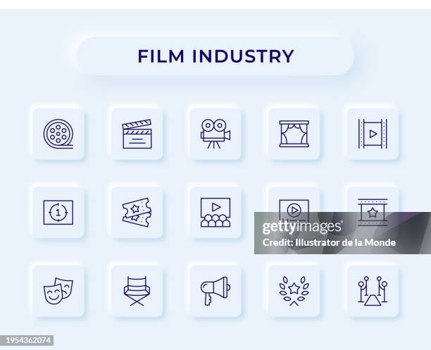 film industry line icons - film festival vector stock illustrations