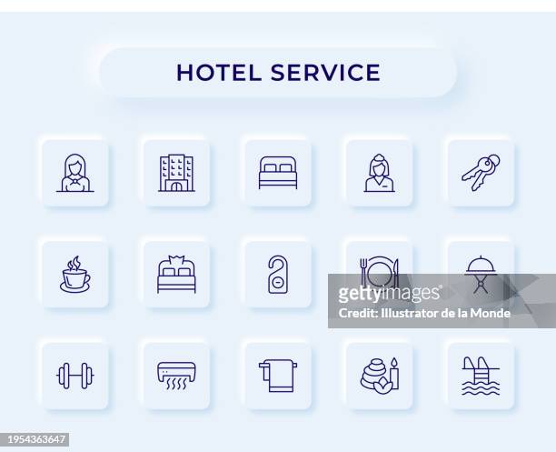 hotel service line icons - suite stock illustrations