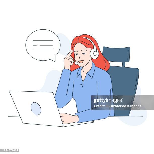 71 People In Office On Computer Headset Cartoon Stock Photos, High-Res ...