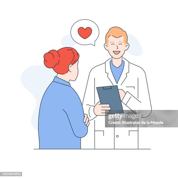 doctor visit with patient for medicine illustration - healthcheck stock illustrations
