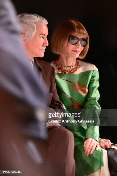 Baz Luhrmann and Anna Wintour attend the Giambattista Valli Haute Couture Spring/Summer 2024 show as part of Paris Fashion Week on January 22, 2024...