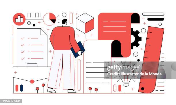 ilustraciones, imágenes clip art, dibujos animados e iconos de stock de project management illustration - gestor de proyectos