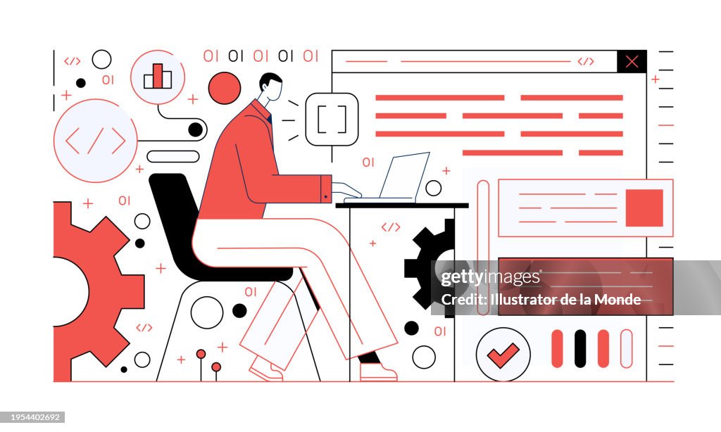 Dimension Programer Computer Programmer Illustration High-Res Vector Graphic - Getty Images