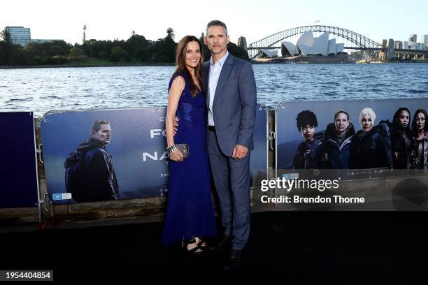 Eric Bana and Rebecca Gleeson attend the Sydney premiere of "Force of Nature: The Dry 2" on January 23, 2024 in Sydney, Australia.