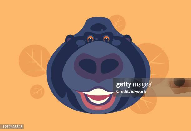 ilustrações, clipart, desenhos animados e ícones de funny gorilla head icon - monkey emoji