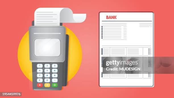 wi-fi payment machine, credit card, receipt. pos terminal isolated. design template, bank payment terminal, mockup. processing nfc payments device. - using credit card reader stock illustrations