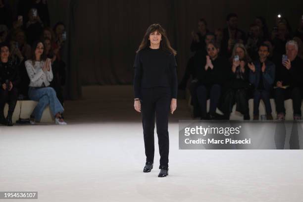 Fashion designer Virginie Viard during the Chanel Haute Couture Spring/Summer 2024 show as part of Paris Fashion Week on January 23, 2024 in Paris,...