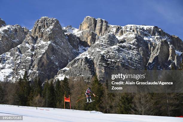 Keely Cashman of Team United States in action during the Audi FIS Alpine Ski World Cup Women's Downhill on January 26, 2024 in Cortina d'Ampezzo,...