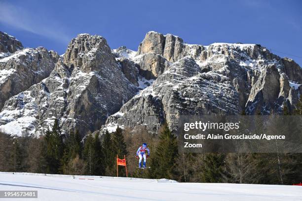 Anouck Errard of Team France in action during the Audi FIS Alpine Ski World Cup Women's Downhill on January 26, 2024 in Cortina d'Ampezzo, Italy.