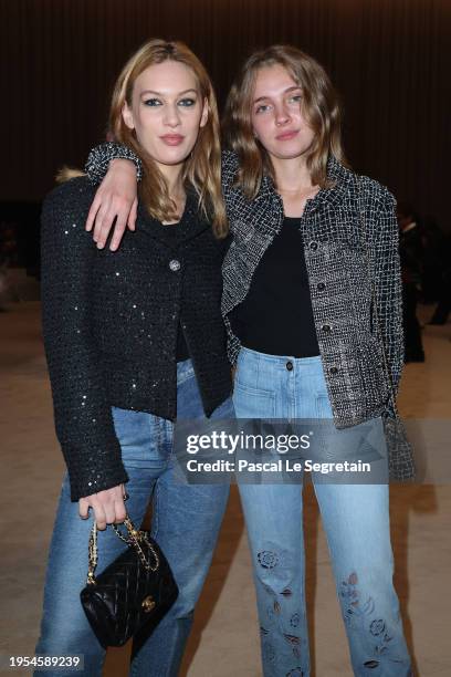 Lou Lampros and Lucie Saada attend the Chanel Haute Couture Spring/Summer 2024 show as part of Paris Fashion Week on January 23, 2024 in Paris,...