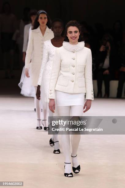 Margaret Qualley walks the runway during the Chanel Haute Couture Spring/Summer 2024 show as part of Paris Fashion Week on January 23, 2024 in Paris,...