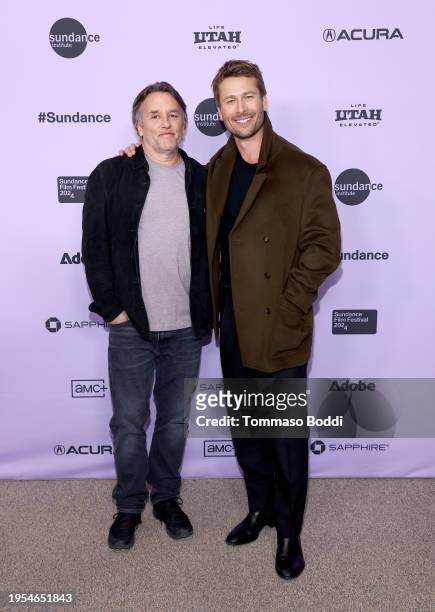 Richard Linklater and Glen Powell attend Netflix's 'Hit Man' Sundance Film Festival premiere on January 22, 2024 in Park City, Utah.