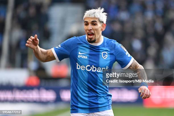 Daniel Munoz of Genk pictured during a football game between KRC Genk and Cercle Brugge on match day 21 of the Jupiler Pro League season 2023 - 2024...