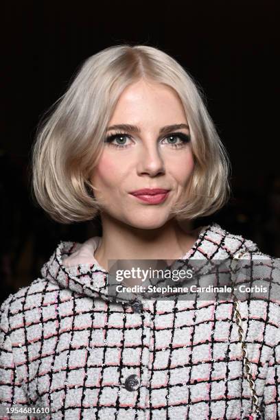 Lucy Boynton attends the Chanel Haute Couture Spring/Summer 2024 show as part of Paris Fashion Week on January 23, 2024 in Paris, France.