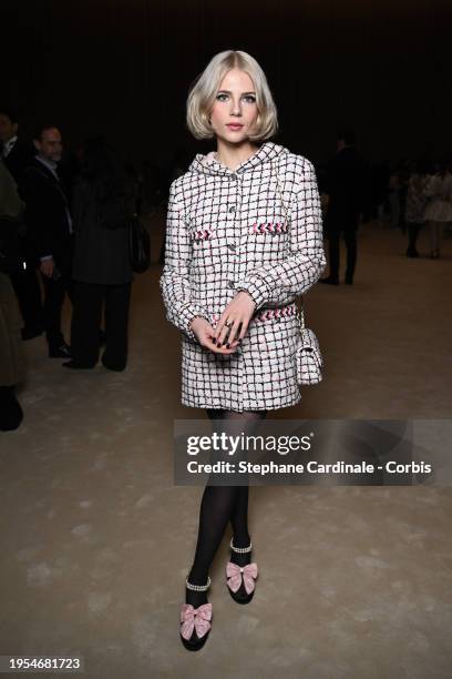Lucy Boynton attends the Chanel Haute Couture Spring/Summer 2024 show as part of Paris Fashion Week on January 23, 2024 in Paris, France.