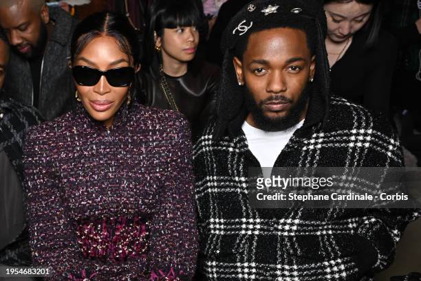 Naomi Campbell and Kendrick Lamar attend the Chanel Haute Couture Spring/Summer 2024 show as part of Paris Fashion Week on January 23, 2024 in Paris,...