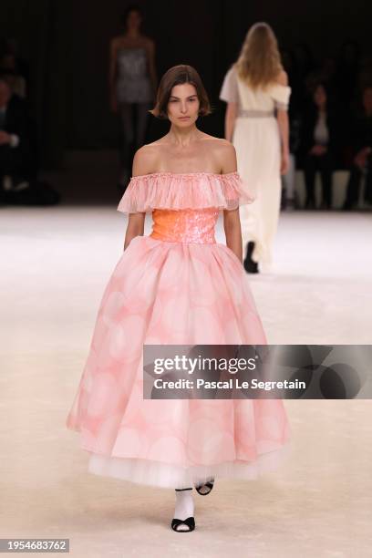 Model walks the runway during the Chanel Haute Couture Spring/Summer 2024 show as part of Paris Fashion Week on January 23, 2024 in Paris, France.