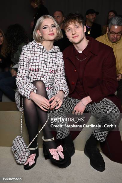 Lucy Boynton and Murdo Mitchell attend the Chanel Haute Couture Spring/Summer 2024 show as part of Paris Fashion Week on January 23, 2024 in Paris,...