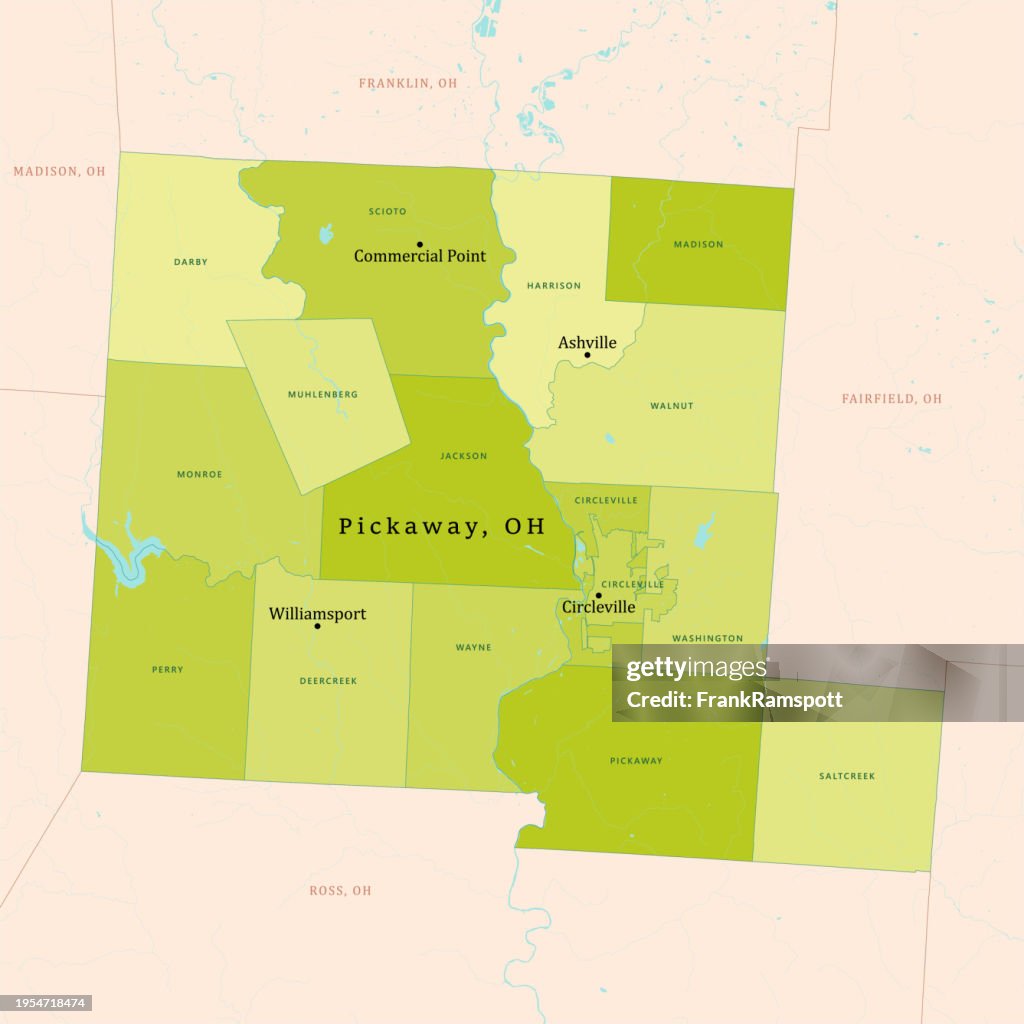 OH Pickaway County Vector Map Green