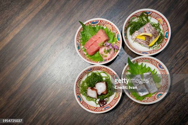japanese luxury fine dining kaiseki set - nimono 個照片及圖片檔