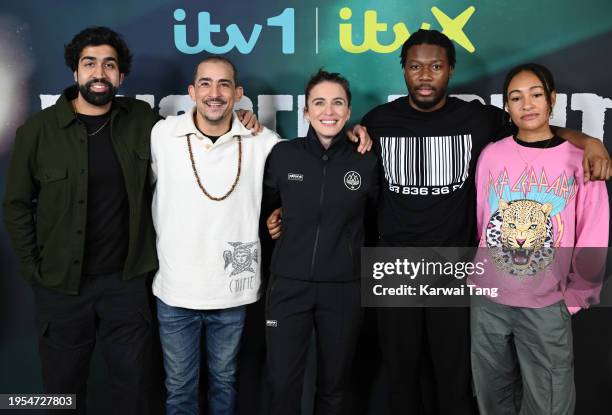 Maanuv Thiara, Nabil Elouahabi, Vicky McClure, Eric Shango and Natalie Simpson attend the photocall for "Trigger Point" at Ugly Duck on January 23,...