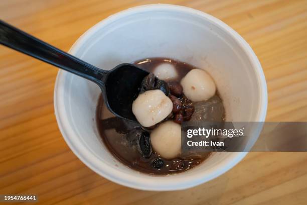 japanese rice dumpling adzuki beans dessert - miyajima stock pictures, royalty-free photos & images