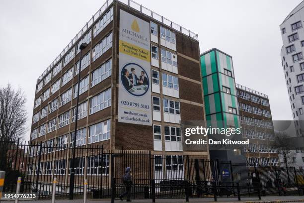General view of Michaela Community School on January 23, 2024 in the Brent area of London, England. A Muslim student at a school brought a court case...