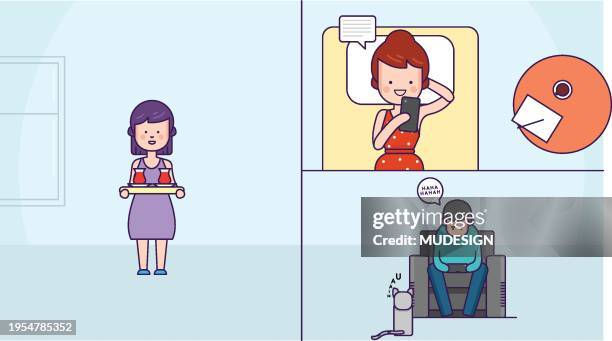 various family life scene sets - gruppenfoto stock-grafiken, -clipart, -cartoons und -symbole