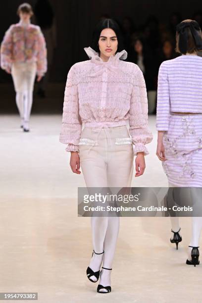 Amelia Gray Hamlin walks the runway during the Chanel Haute Couture Spring/Summer 2024 show as part of Paris Fashion Week on January 23, 2024 in...