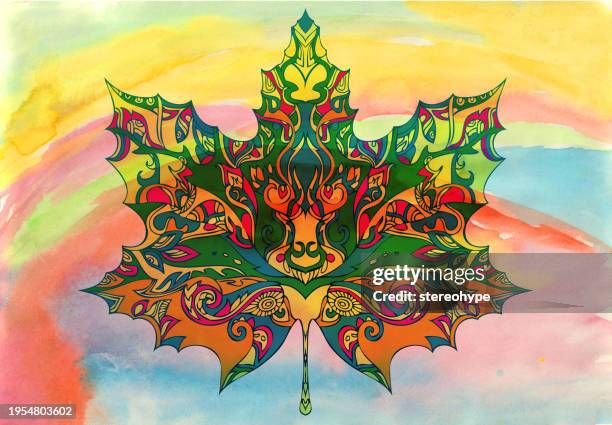 maple leaf horizon - tree canopy stock illustrations