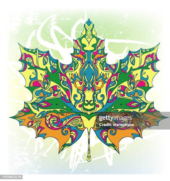 ornate maple leaf - cobra snake stock illustrations