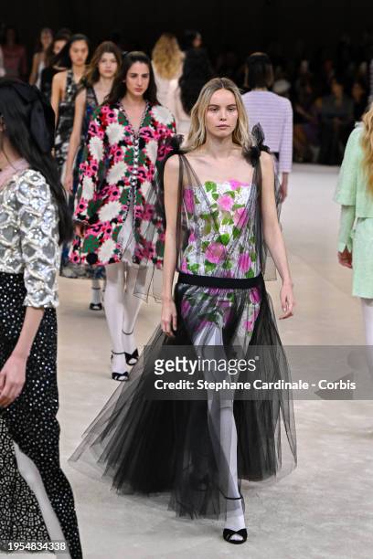 Model walks the runway during the Chanel Haute Couture Spring/Summer 2024 show as part of Paris Fashion Week on January 23, 2024 in Paris, France.