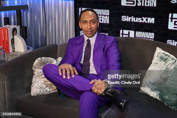 Stephen A. Smith visits SiriusXM's 'The Howard Stern Show' at SiriusXM Studio on January 23, 2024 in New York City.