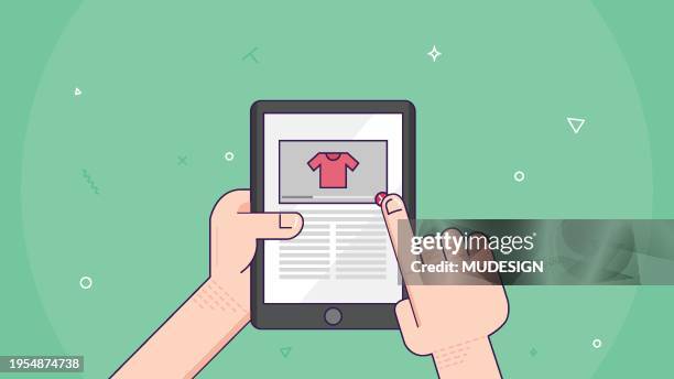 anzeige auf tablet-display. werbung überspringen online-marketing video-player-werbung - hüpfsprung stock-grafiken, -clipart, -cartoons und -symbole
