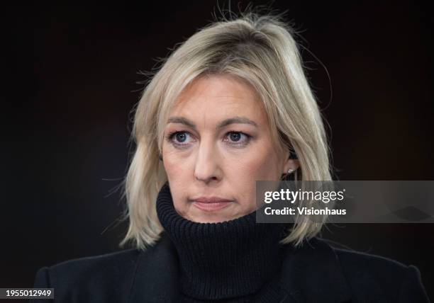 Sky Sports presenter Kelly Cates before the Premier League match between Brentford FC and Nottingham Forest at Gtech Community Stadium on January 20,...