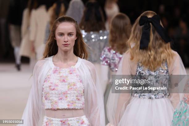 Models walk the runway during the Chanel Haute Couture Spring/Summer 2024 show as part of Paris Fashion Week on January 23, 2024 in Paris, France.