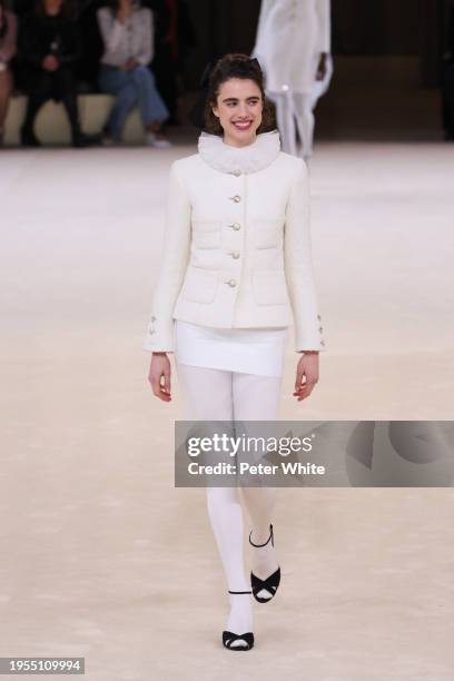 Actress Margaret Qualley walks the runway during the Chanel Haute Couture Spring/Summer 2024 show as part of Paris Fashion Week on January 23, 2024...