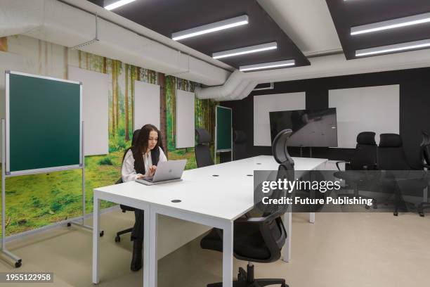 The Smart Shelter, Ukraine's first smart shelter for students, is pictured at the Igor Sikorsky Kyiv Polytechnic Institute, Kyiv.