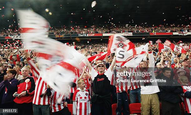 Sheffield United fans during the FA Cup Semi-Final match between Arsenal and Sheffield United held on April 13, 2003 at Old Trafford, in Manchester,...