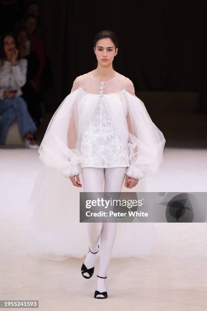 Model walks the runway during the Chanel Haute Couture Spring/Summer 2024 show as part of Paris Fashion Week on January 23, 2024 in Paris, France.