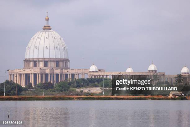 This photograph taken in Yamoussoukro on January 25 shows the "Notre Dame de la Paix" basilica.