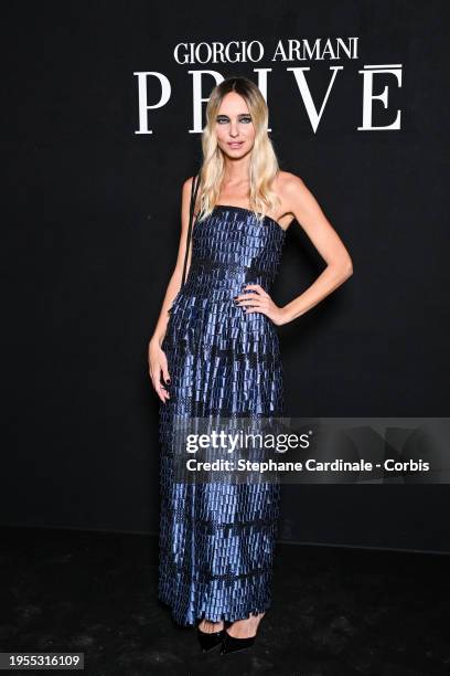 Candela Pelizza attends the Giorgio Armani Privé Haute Couture Spring/Summer 2024 show as part of Paris Fashion Week on January 23, 2024 in Paris,...