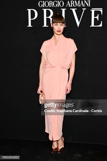 Olga Kurylenko attends the Giorgio Armani Privé Haute Couture Spring/Summer 2024 show as part of Paris Fashion Week on January 23, 2024 in Paris,...