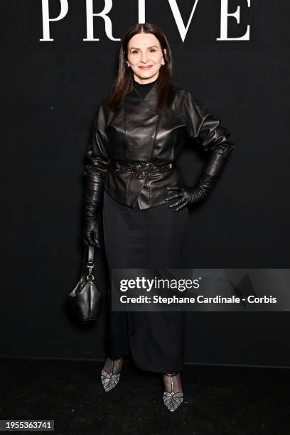 Juliette Binoche attends the Giorgio Armani Privé Haute Couture Spring/Summer 2024 show as part of Paris Fashion Week on January 23, 2024 in Paris,...