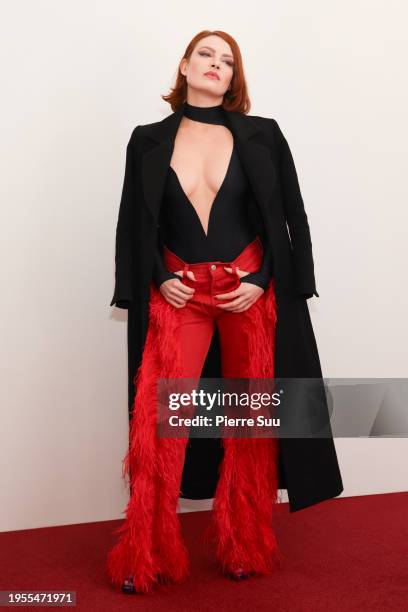 Elodie Frégé attends the Stéphane Rolland Haute Couture Spring/Summer 2024 show as part of Paris Fashion Week on January 23, 2024 in Paris, France.