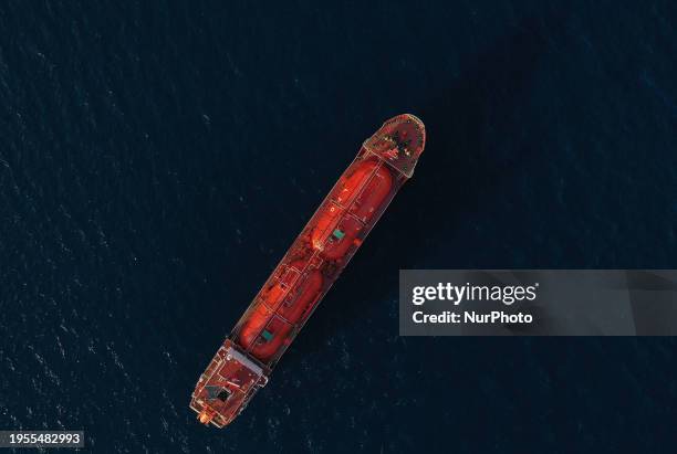 The liquefied petroleum gas tanker GAZ INTERCEPTOR, flying the Panama flag, is moored off the coast of Cyprus. Limassol, Cyprus, Friday, January 26,...