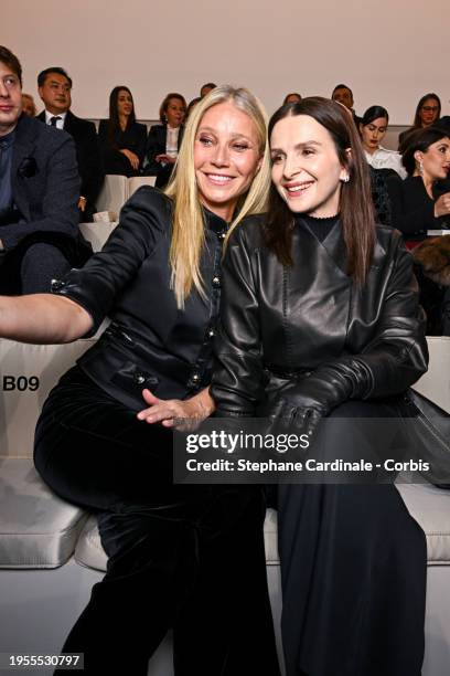 Gwyneth Paltrow and Juliette Binoche attend the Giorgio Armani Privé Haute Couture Spring/Summer 2024 show as part of Paris Fashion Week on January...