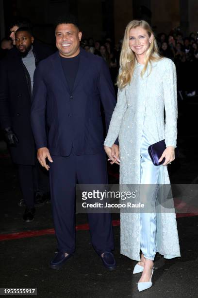 Ronaldo and Celina Locks attend the Giorgio Armani Privé Haute Couture Spring/Summer 2024 show as part of Paris Fashion Week on January 23, 2024 in...